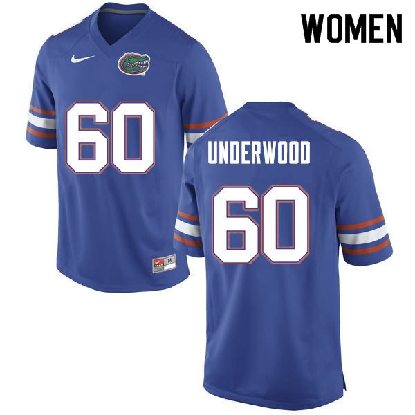 NCAA Florida Gators Houston Underwood Women's #60 Nike Blue Stitched Authentic College Football Jersey DBX0564LG